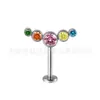 Brincos de Titânio F136 Incrustados com Zircônia Parafusos Cilíndricos Invertidos para Cartilagem do Ouvido Brincos de Piercing Corporal Liga de Titânio G23 Corpo de Liga de Cobre