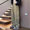 Nuevos pantalones de trabajo funcionales estilo americano para hombre de primavera, pantalones casuales de moda color verde militar, pantalones cargo versátiles de pierna recta holgados