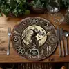 Novo produto transfronteiriço: 4 Jogos Americanos Redondos Misteriosos com Tema de Bruxa Vintage, Frequentemente Adequados para Decorações de Mesa de Halloween