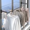Estante Plegable para Secar Ropa Montado en la Pared Baño Balcón Ventana Estante de Almacenamiento sin Taladro Interior Polo de Secado Retráctil Invisible