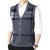Amazon ropa de hombre transfronteriza otoño e invierno chaleco cárdigan para hombre chaleco suéter nueva chaqueta de punto a rayas