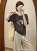 Fábrica de Atacado em Estoque Camiseta Simples de Algodão de Manga Curta de Verão Nova Feminina Shisanxing Guangzhou Floco de Neve