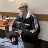Chaqueta de algodón acolchada con cuello alto de tres barras estilo americano para niños, abrigo nuevo de invierno, chaqueta acolchada de algodón y plumón engrosada para adolescentes