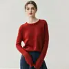¡Sensación suave y esponjosa como una nube! Blusa Básica de Punto Delgado Holgado Estilo Perezoso para Mujer con Cuello Redondo 75% Cachemira 25% Seda de Morera