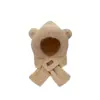 Chapéu de Urso de Pelúcia para Mulheres com Cachecol Integrado, Protetor de Pescoço com Forro de Fleece, Chapéu de Inverno Versátil para Clima Frio, Ciclismo e Proteção Auricular