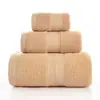 Set de Regalo Transfronterizo de Algodón Satinado Doble Liso de Tres Piezas, Toalla de Baño, Toalla Suave para el Hogar para Baño y Cocina