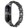 Adecuado para Mi Band 7 Generación 3/4/5/6 generación, correa de cadena de mezclilla de doble fila de aleación, correa de cuero de moda de estilo fragante pequeño