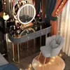 Penteadeira de luxo pequena, conjunto de mesa de maquiagem estilo princesa nórdico moderno simples para quarto