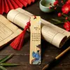 Marcador de Libros de Bambú Estilo Chino Poesía Antigua Borla Creativa Para Estudiantes de Primaria Regalo de Lectura Papelería Souvenir Cultural y Creativo