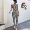 2026 Moda Feminina Europeia e Americana Transfronteiriça Amazon Site Independente Ebay Mais Vendido Estiloso Casual Macacão Sem Mangas Estampa de Leopardo