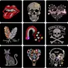 Camiseta Gráfica Grande Tendência Marca Caveira Strass Roupas Sapatos e Chapéus Gráfico de Strass Personalizado Crânio Grande Strass Brilhante