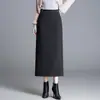 Nueva falda bodycon versátil de color liso para mujer, versión coreana otoño 2026, de cintura alta, adelgazante, falda larga recta para ir al trabajo, moderna