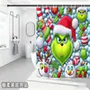Bestseller transfronterizo de Amazon: Cortina de ducha verde del Grinch, cortina de ducha impermeable de pongee con estampado digital de dibujos animados