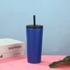 Suministro Exclusivo Transfronterizo de Vasos con Popote de Acero Inoxidable, Elegantes Vasos para Mantener el Frío y el Calor, Vasos Portátiles para Café de Coche, Soporta Logo Personalizado