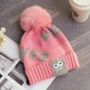 Chapéus de Tricô de Outono e Inverno para Bebês e Crianças Pequenas, Meninos e Meninas, Chapéus Quentes de Puxar, Chapéus de Lã Bordados Fofos à Prova de Frio com Aba