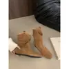 Aumento Interno Birkenstock Botas Curtas para Mulheres 2025 Primavera e Outono Novas Outono e Inverno Retro Francês Botas de Pelo Botas de Cavaleiro