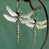 Pendientes de libélula con forma de insecto y personalidad sencilla, joyería creativa de aleación de alas de plata antiguas, pendientes de metal tallado al por mayor