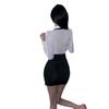 Lencería sexy uniforme de secretaria para juegos de rol traje camisa blanca fina falda tubo ajustada adelgazante ajustada