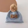 Gorro para Niña Otoño e Invierno Mediano Grueso Tejido Gorro de Punto Dulce Lazo Niña Pequeña Bebé Cálido Gorro de Lana Moderno