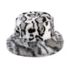 Otoño Invierno 2026 Nuevo Sombrero de Piel para Mujer Estilo Europeo Americano Piel Sintética de Zorro Piel de Visón Patchwork Felpa Estampado de Leopardo Sombrero de Pescador Transfronterizo