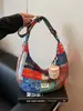 Bolsa de Tela de Comercio Exterior para Mujer 2025 Nueva Bolsa de Gran Capacidad Casual Color en Contraste Un Hombro Cruzada Nicho Viajera Bolso Dumpling