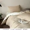 100S Algodón Puro Tejido Grueso Textura Estampada Tacto Algodón Puro Juego de Cuatro Piezas Ribete Sencillo Color Sólido Funda de Edredón de Algodón Sábana Cama Artículo