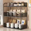 Porta-copos, organizador de copos, prateleira de mesa para exibição, mesa lateral para colocar canecas, xícaras de café, xícaras de chá, conjuntos de chá e copos de água