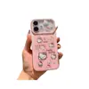Capa de celular KT com desenho de gato para iPhone 18 Pro Max, Apple 17 Pro, com corrente, bordas arredondadas e design à prova de quedas, estilo fofo