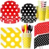 Amazon Más Vendido Producto Nuevo Dibujos Animados Colorido Tema de Puntos de Colores Decoración de Fiesta de Cumpleaños Vajilla Desechable Suministros Bandera