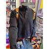 Suéter Retrô Estilo Americano com Gola Henry Outono e Inverno Masculino Maduro Estável Senso de Alta Qualidade Estilo Preguiçoso Base Interna