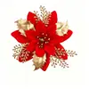 Flores Navideñas Doradas y Plateadas, Cabezas de Flores Artificiales, Coronas para Árbol de Navidad, Accesorios de Decoración Hechos a Mano para DIY, Venta al por Mayor para Fiestas