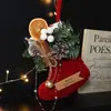 Flores Secas Navideñas, Fruta, Lazo Grande, Ramas de Pino, Cascabeles de Deseos, Decoraciones para Colgar en el Coche, Colgantes para Calcetín de Navidad