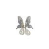 Pendientes de Mariposa de Cristal Imitación Azul Perla Estilo Lujo Accesible Primavera Temprana Nicho Únicos Elegantes de Alta Gama