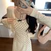 Vestido Coreano de Bolinhas com Suspensório e Laço para Mulheres com Temperamento Gentil Novo Estilo para Início da Primavera Pessoas Baixas