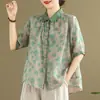 Traje casual de verano de algodón y lino de manga corta para madre de mediana edad, nuevo estilo de verano para mujer, traje de dos piezas de lino de talla grande para mujer