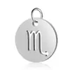 Colgante de acero inoxidable hueco con corte de símbolo de las 12 constelaciones etiqueta para collar de titanio DIY Accesorios de colgantes para joyería en stock