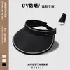 Sombrero de Copa Vacío de Paja Tejida Plegable para Mujer Negro Pegamento Parasol Ala Grande Verano Bicicleta Anti-UV Sombrero para el Sol para la Cara Playa