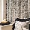 Jacquard Morris Preto e Branco Cortinas Blackout Retrô Francesas de Chenille de Alta Qualidade Acabadas para Sala de Estar e Quarto