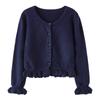 Suéter cárdigan de estilo occidental con cuello redondo y orejas de madera para niñas, de primavera y otoño, estilo europeo y americano, cárdigan de punto para niños de tamaño pequeño y mediano, abrigo de moda