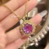 Novo Pingente de Luz Octogonal Banhado a Ouro Corte Rosa Milênio Luxo Retrô Senso de Alta Qualidade Incrustado Diamante de Alto Carbono Colar de Ouro Mulheres