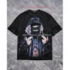 Camiseta de Manga Corta Estampada Estilo Harajuku Europeo y Americano Y2K de Verano, Top de Cuello Redondo, Camiseta Trendy Estilo Calle Oscuro Retro Ins