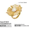 Anillo Abierto de Acero Inoxidable con Diseño de Concha, Perla y Girasol, Estilo Ins Europeo y Americano, Set de Joyería Sencillo y Exquisito, Joyería de Gama Alta de Nicho