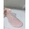 Sapatos de Malha Grande Tamanho 42 para Exportação, Sandálias Respiráveis Perfuradas Planas com Strass 2026, Sandálias Leves Confortáveis Respiráveis Vazadas