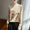 Nuevo Suéter de Punto Lyocell Tencel Transfronterizo para Mujer, Primavera y Otoño, Cuello Redondo, Estampado, Holgado, Moderno, Versátil, Suéter Delgado