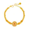 Pulsera Brújula Flor con Incrustaciones de Diamantes Chapada en Oro Estilo Mismo que Puzuo's con Cuentas de Ojo de Gato de Loto Giratorias para Mujer