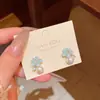Pendientes Azules de Flor Dulce y Suave Estilo Bosque para Mujer, Pendientes y Aretes de Perla Niche de Alta Gama Frescos y Versátiles