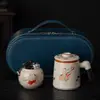 Taza de Oficina Kiln Ru Separación de Agua y Té Taza de Té de Gran Capacidad con Tapa Filtro Cerámica Gongfu Set de Té Taza para Preparar Té en la Oficina