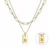 Collar Transfronterizo Europeo y Americano de Oro 18K de 6 mm con 26 Letras de Doble Capa Colgante Rectangular de Acero de Titanio Acero Inoxidable Venta al por Mayor