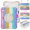 Comércio exterior para iPad 10ª 10.9 2022 silicone PC três-em-um arco-íris portátil capa com suporte feminino