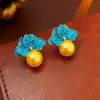 Brincos Florais Vintage Retrô com um Toque de Luxo Leve e High-End, Design de Tarraxa com Franjas, Brincos Versáteis Atacado